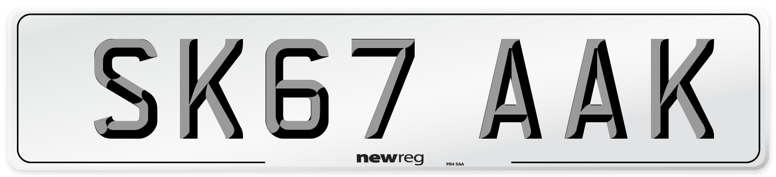 SK67 AAK Number Plate from New Reg